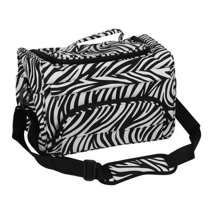 Hairdresser Tool Bag Multi-Functional Salon Styling Organizer with Adjustable Strap Large Capacity Hair Makeup Artist Case for Professionals Travel Pink Black Zebra