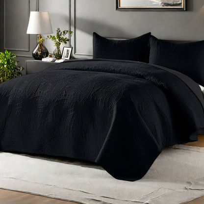 Coin-Pattern Quilt Set in Four Designs, Multiple Colors and Twin, Full-Queen or King-California King Sizes