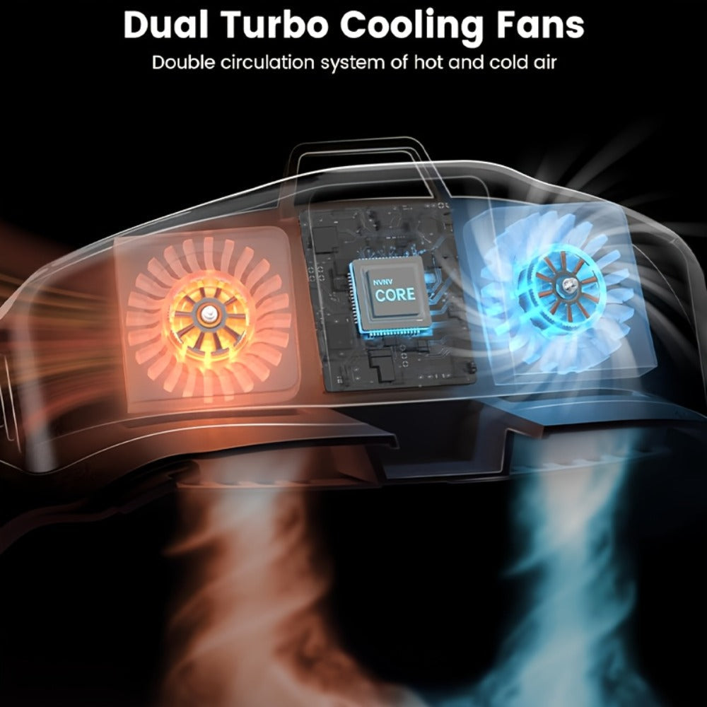 Meta Quest 3 VR Cooling Fan with Anti-Fog Face Pad - Dual Turbo 3-Speed 1000mAh Battery Breathable Face Interface Replacement
