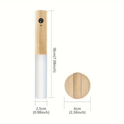 Night Light Motion Sensor Wall Lamp 2-Pack with USB Rechargeable Power, Magnetic Mount and Two Wood-Tone Finishes