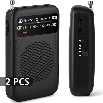 Pocket AM/FM Radio with 2-AA Battery Power, Headphone Jack and Single or Two-Piece Color Options