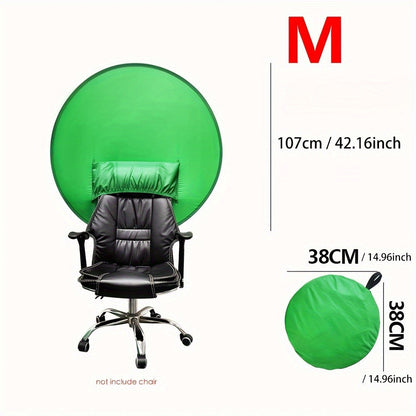 Chair-Mount Green Screen Backdrop in Medium or Large, Foldable Chroma Key Background for Video Calls