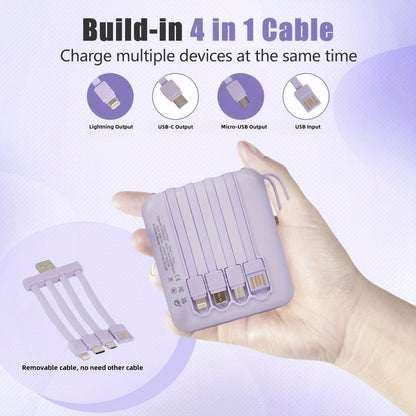 Power Bank 10000mAh with Built-In Cable Set, 5W/15W/22.5W Variants, Display and Lanyard for Travel