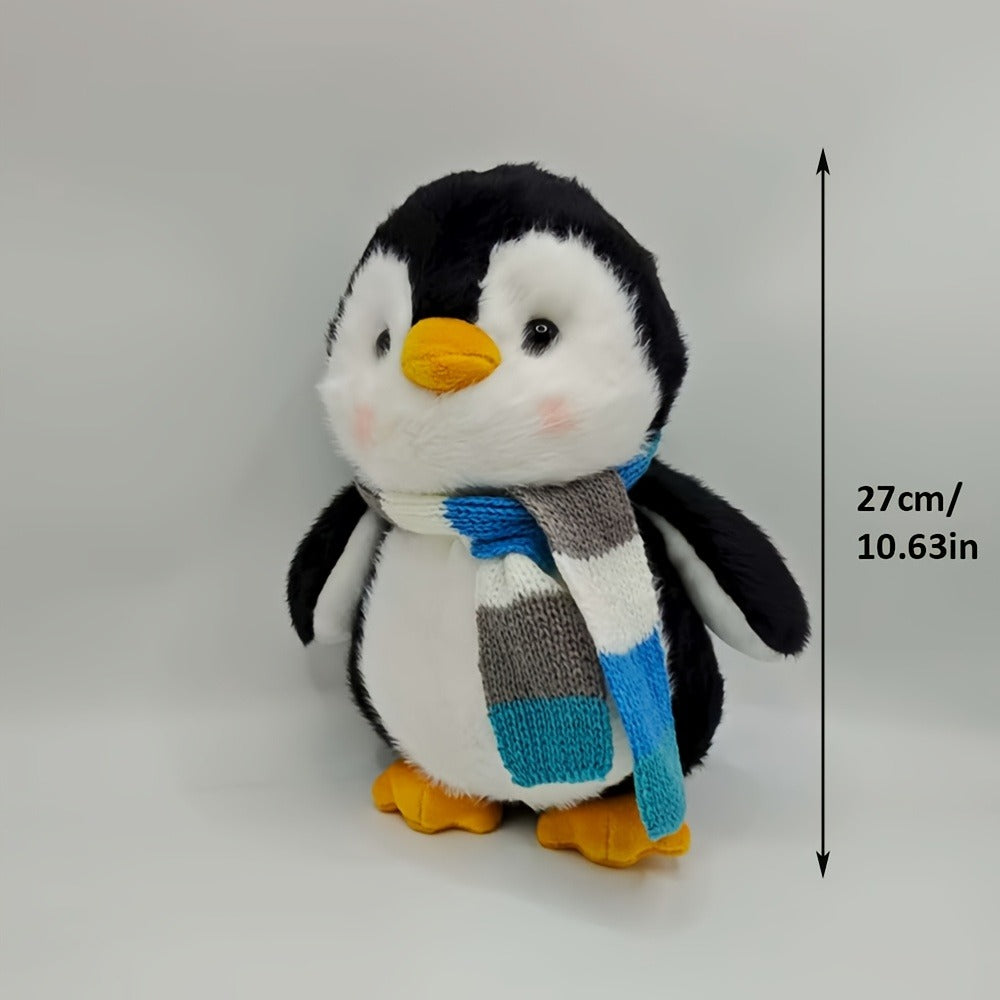 Stuffed Animal Scarf Penguin with Blue or Yellow Accessory Option and One-Piece Configuration