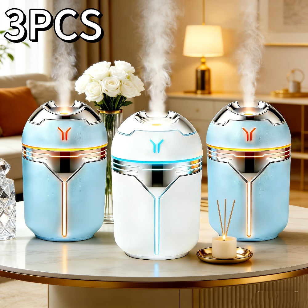 Humidifier 3-Piece Mini Set with Adjustable Spray, Color Lighting and White-Blue Combinations
