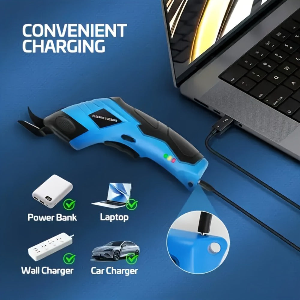 Electric Fabric Cutting Scissors USB Rechargeable for Entryways, Bedrooms and Living Spaces