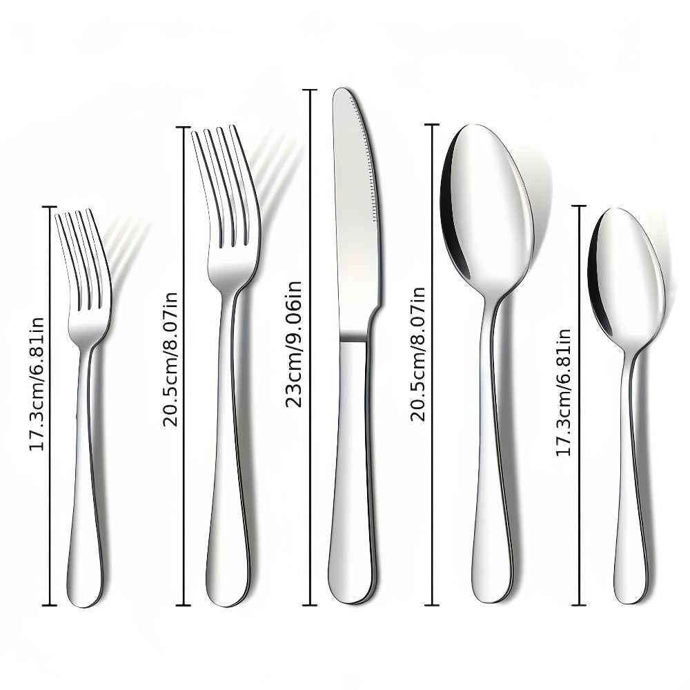 Stainless Steel Silverware Set 20 or 60 Piece – Heavy Duty Commercial Grade, Dishwasher Safe, Rust-Proof & Non-Toxic Bulk Kitchen Tableware with Gift Box for Restaurant, Wedding & Home