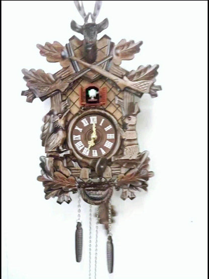 Cuckoo-Style Decorative Wall Clock with Pendulum and CL010 or CL303 Brown Wood-Look Model Options