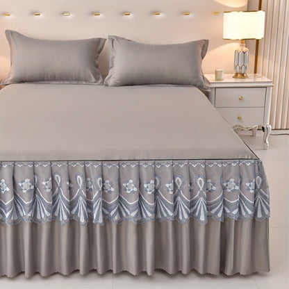 Macrame Lace Bed Skirt Set 3pcs – Double Layer Non-Slip Bed Skirt with 2 Pillowcases All Seasons Twin Full Queen King