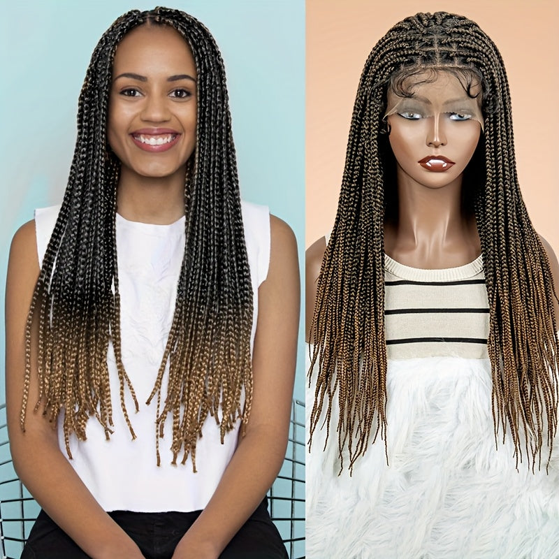 Box Braids Wig 360 Full Lace Knotless 30 Inch Natural Hairline High Temperature Fiber | 4 Colors Women Wedding Party Daily Protective Style