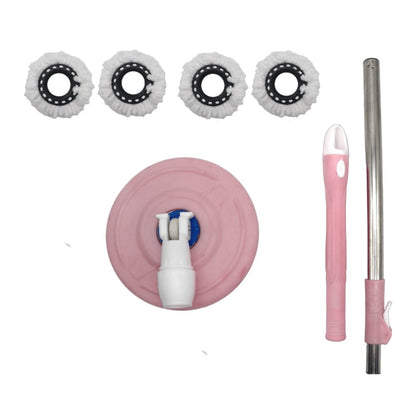 Spin Mop and Bucket with Wringer Set – Pink 360° Spinning Floor Mop System with 4 Microfiber Replacement Heads & Stainless Steel Adjustable Handle for Home Floor Cleaning