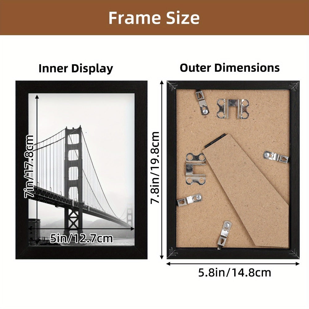 Black Picture Frame Set with 12 or 24 Frames in 4 x 6, 5 x 7 or 8 x 10-Inch Checkout Sizes