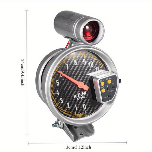 5" Carbon Fiber Tachometer 11K RPM with Shift Light – Aluminum Frame, Fits 4/6/8 Cylinder Engines – Universal Car RPM Gauge for Street & Performance Builds