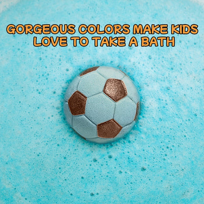 Soccer Ball Bath Bombs Gift Set 9 Pcs with Surprise Toys Inside - Lavender Scent Handmade Fizzy Bath Balls