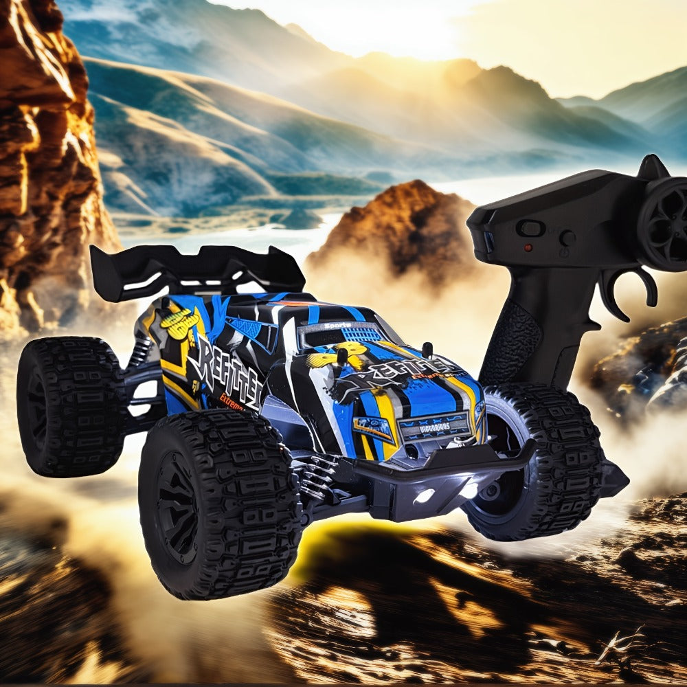 Remote Control Car, Red 4WD Monster Truck with 2.4GHz Control, Large Off-Road Tires and Four-Wheel Drive Layout