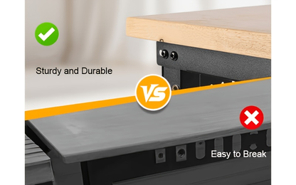 Adjustable 28–40-Inch Wood-Top Workbench in 60- or 96-Inch Widths with Pegboard, Wheels and Power Strip