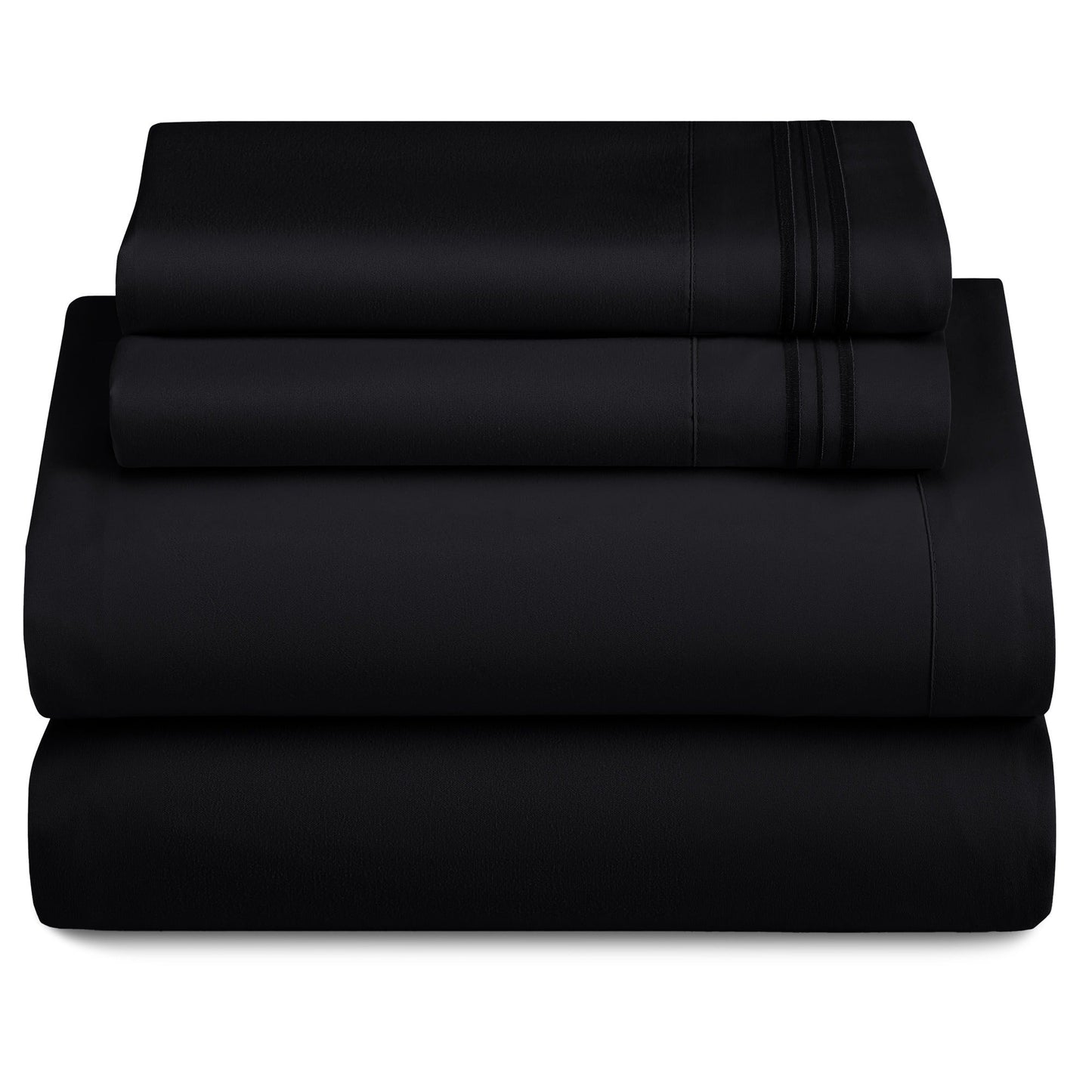 Bed Sheet Set 1800-Series Microfiber with Six Fitted-Sheet Sizes and Twenty Solid Color Choices