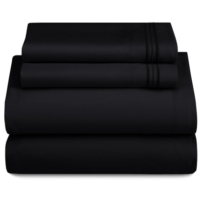 Bed Sheet Set 1800-Series Microfiber with Six Fitted-Sheet Sizes and Twenty Solid Color Choices