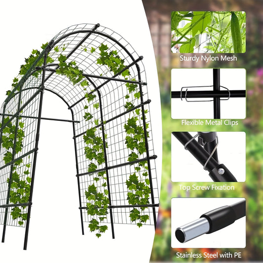 Climbing Arch Trellis 7.5ft Adjustable Metal Grid Garden Archway