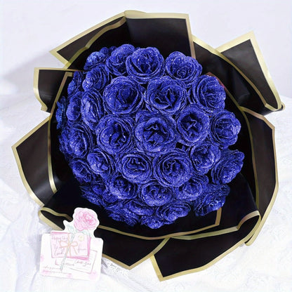 Glitter Roses Bouquet 24/36pcs - Everlasting Artificial Roses with Sparkling Glitter Petals for Valentine's Day, Wedding & Anniversary