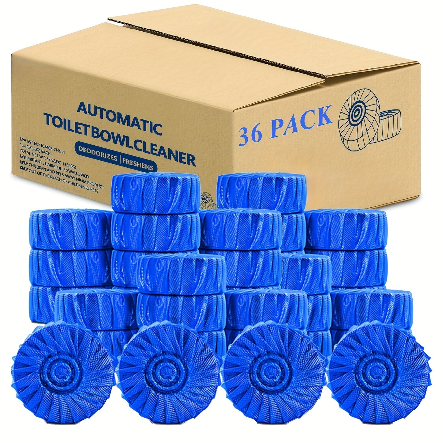 Automatic Toilet Bowl Cleaner Tablets 20/36/60 Pack – Powerful Lemongrass Scent Toilet Tank Cleaner Tabs
