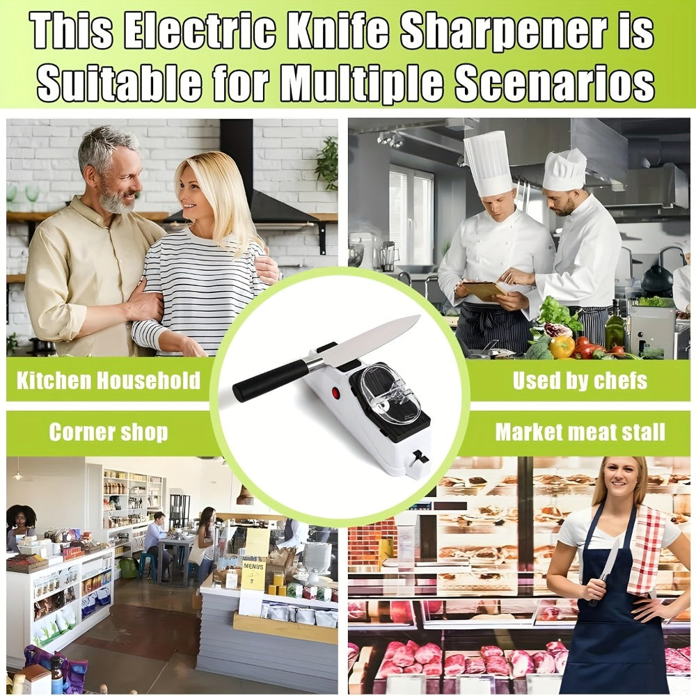 USB-Powered Electric Knife Sharpener with Five Double-Sided Stones and Clear Protective Cover