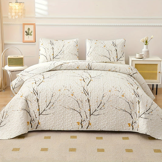Reversible Floral Comforter Quilt Set – Soft Microfiber Botanical Bedding, Twin Full Queen King, All Seasons – White, Blue, Pink & More