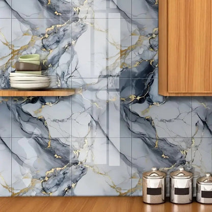 Twenty-Piece 30 cm Marble-Pattern Wall Tile Sticker Set with Five White, Green, Gray or Black Designs