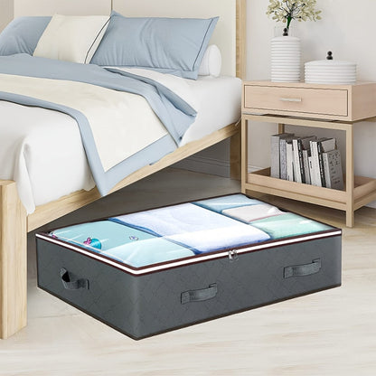 Collapsible Under-Bed Storage Bin Sets in 4- or 8-Piece Gray or Black Options with Zippered Lids