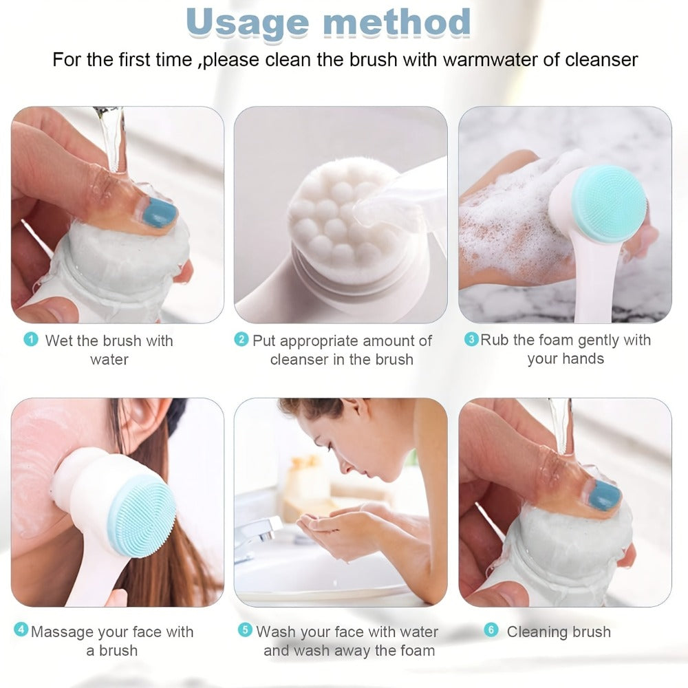 7-Piece Facial Cleansing Brush Set with Wash Bag, Bow Headband, Wristbands and Skincare Applicators