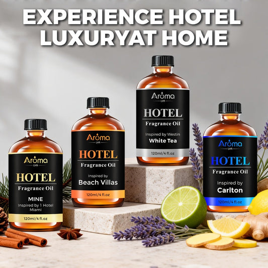 Essential Oil Hotel Fragrance 120ml with White Tea, CapriBreeze, MINE, Beach Villas or R-C Hotel Scents