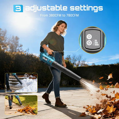 Cordless Leaf Blower 780CFM 40V Brushless, Seesii with 2x4000mAh Batteries & 2 Chargers, Turbo Button