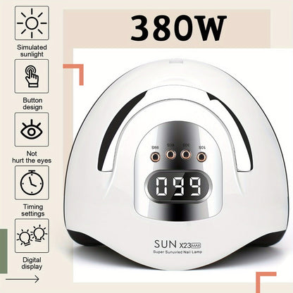 White Arch LED Nail Lamp with 380W and 81-Bead Labels, LCD Display and Four Timer Settings