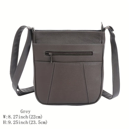 Genuine Leather Messenger Bag for Men Women Anti-Theft Zipper Multi-Pocket Shoulder Crossbody Bag Laptop Organizer Spacious Handbag Purse for Work School Travel Daily Commute 8 Colors