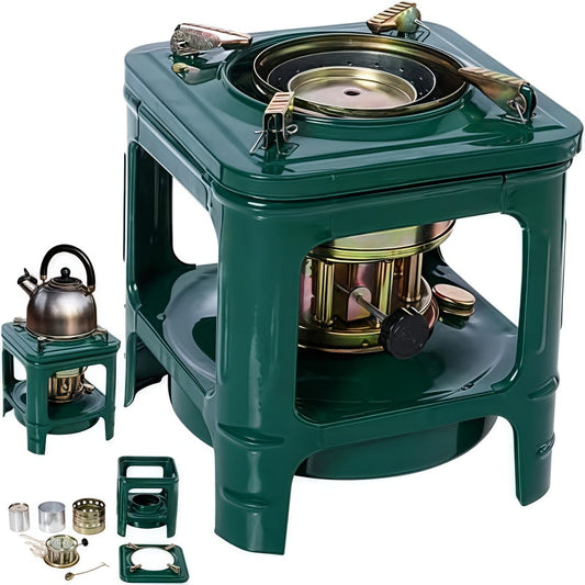 Portable Kerosene Paraffin Camping Stove Outdoor Heater Adjustable Flame Lightweight Military Green Stove for Camping Picnic Barbecue Backpacking Survival Emergency