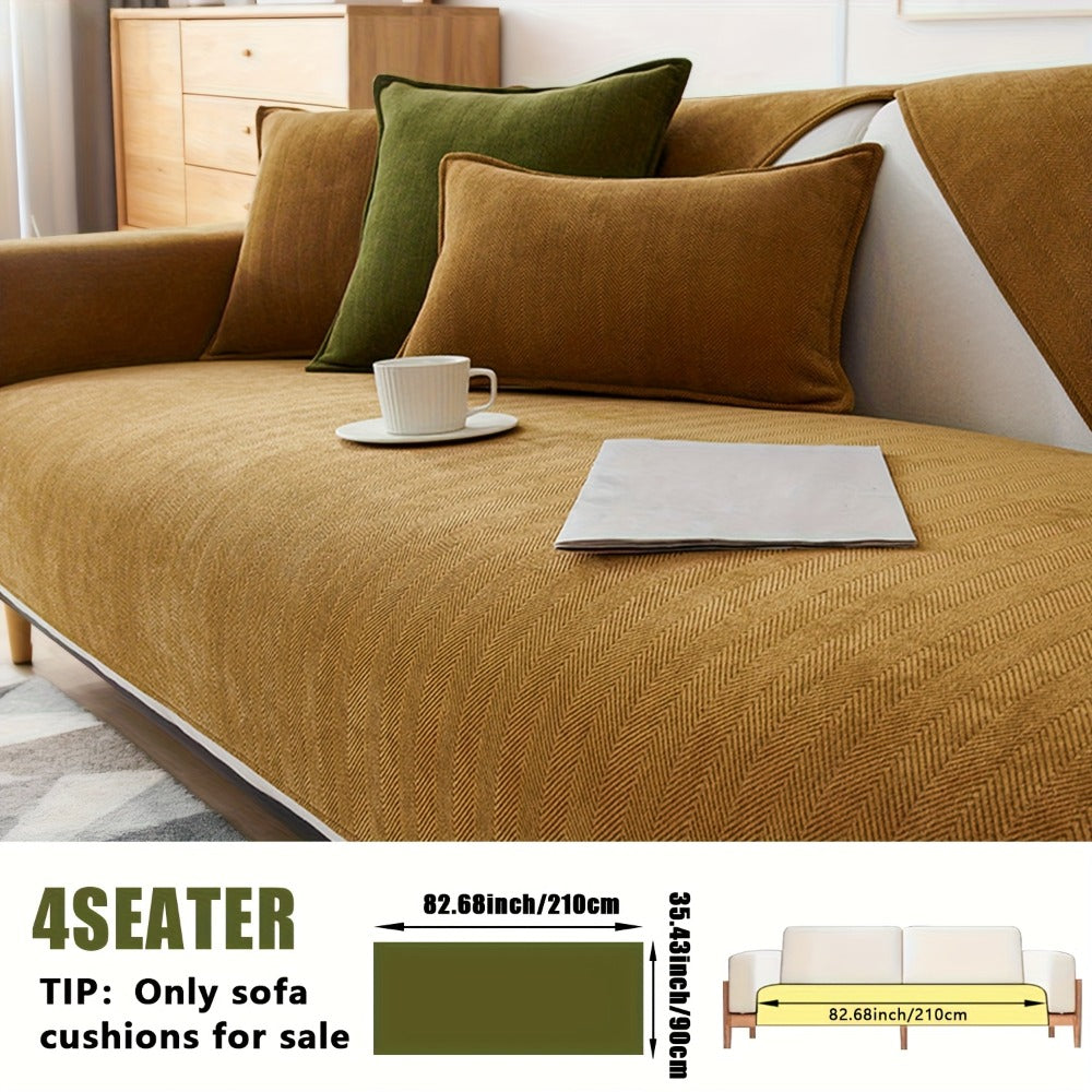 Sofa Cover Ribbed Chenille Stretch Panels with Non-Slip Design for 1 to 4 Seats, Armrests or Cushions