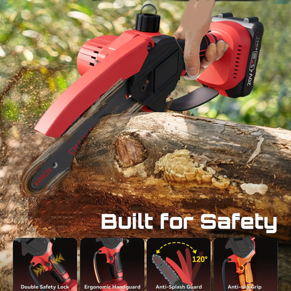 Cordless Electric Pole Saw 6-Inch Brushless Motor – Telescopic Foldable High-Reach Pruner, 2 Chains & 2 Batteries, Quick Blade Change for Tree Trimming