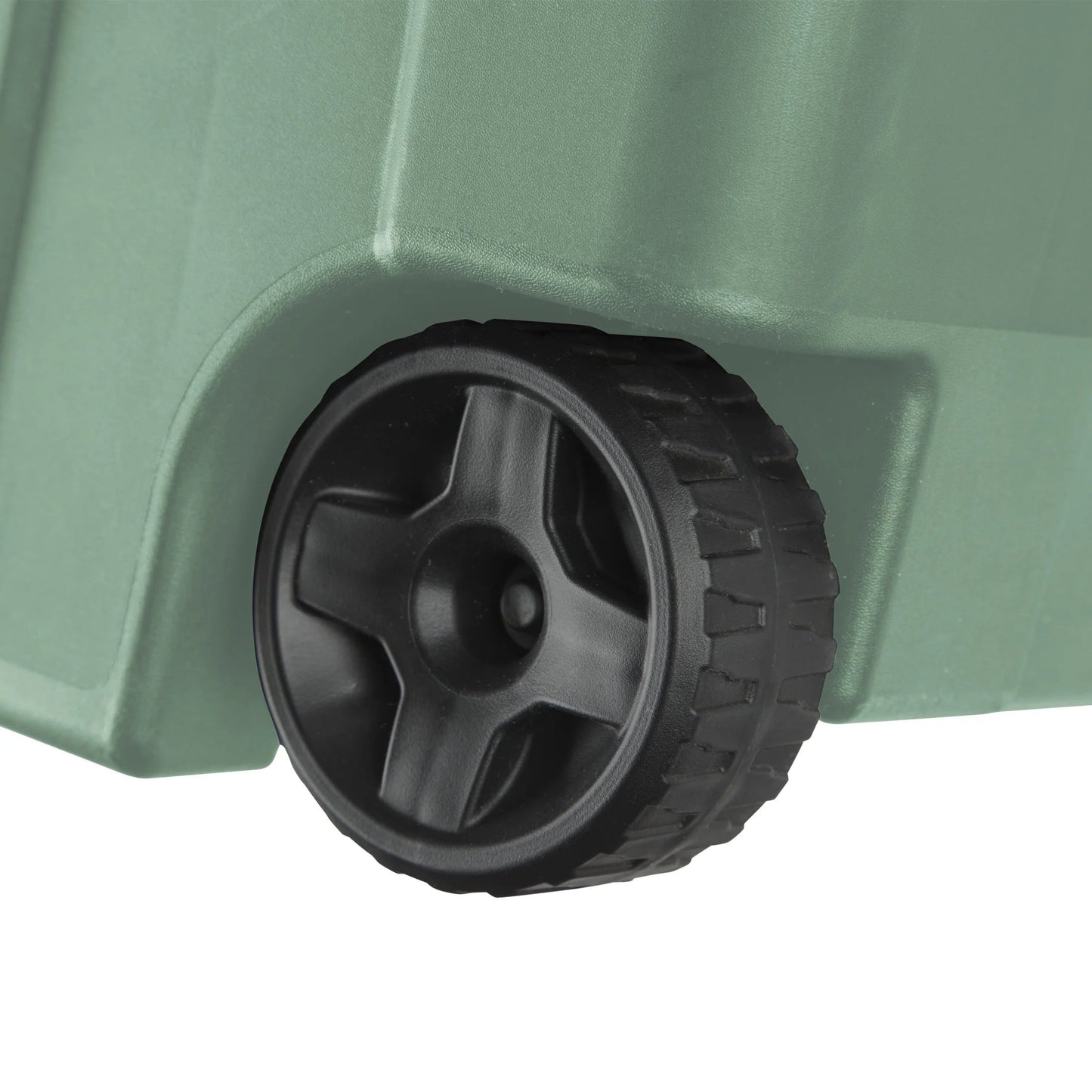 Two-Pack 40-Gallon Green Storage Bins with Latch Lids, Pull Handles and Rear Wheels for Bulk Organization