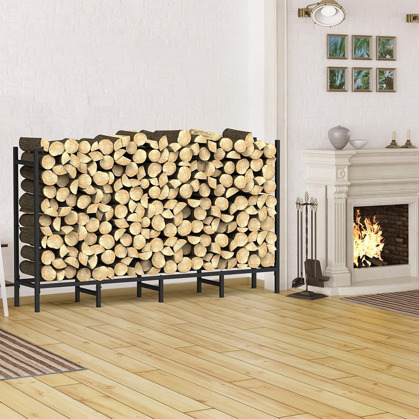 Firewood Rack | Heavy Duty Steel Indoor Outdoor Fireplace Patio Deck