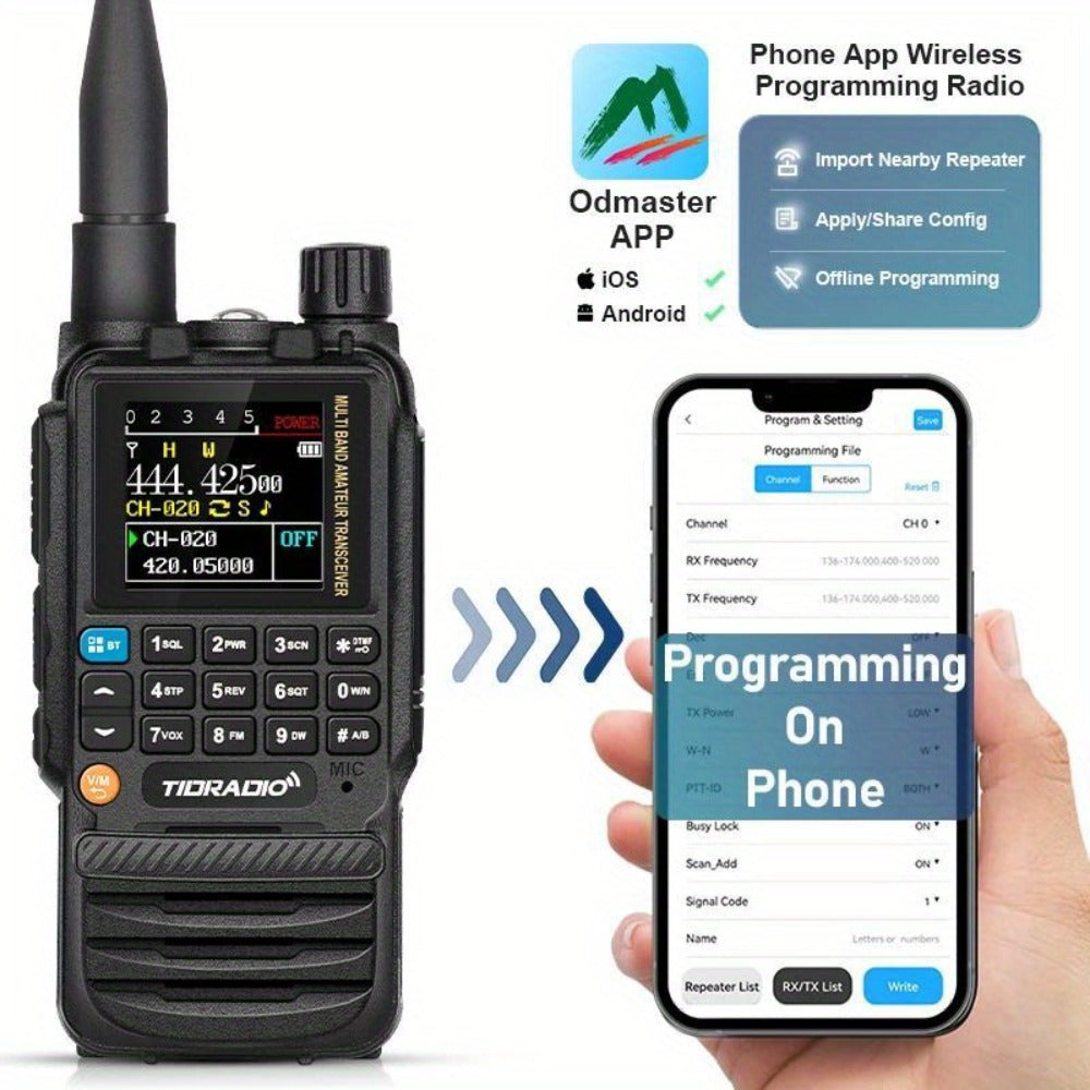 TIDRADIO TD-H3 Ham Radio GMRS Handheld Two Way Radio with USB-C Programming Charging, Long Range 2500mAh Battery, Air Band Antenna, Key Frequency Match for Outdoor Camping Emergency