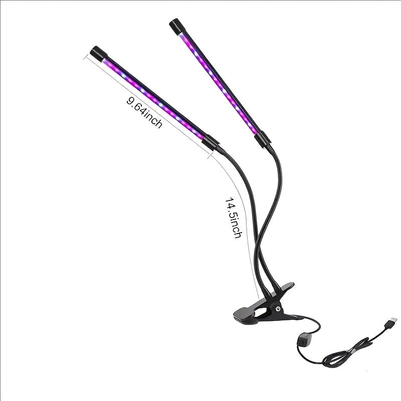 Clip-On Grow Light Strip 3/4/5 Tubes Red Blue Full Spectrum | 5-Level Brightness 3/9/12H Timer Clamp Type | Indoor Plants Desk Shelf Seedling