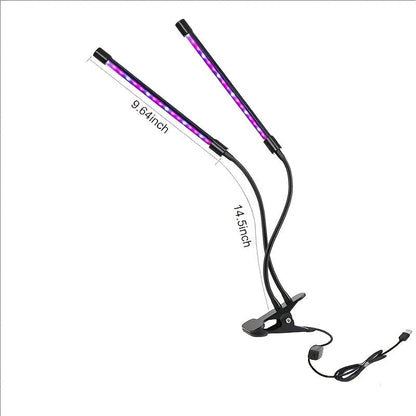 Clip-On Grow Light Strip 3/4/5 Tubes Red Blue Full Spectrum | 5-Level Brightness 3/9/12H Timer Clamp Type | Indoor Plants Desk Shelf Seedling