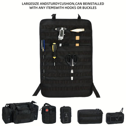 Tactical Car Seat Organizer – MOLLE Nylon Seat Back Storage Bag with 5 Pockets, Front & Rear Seat Protector for Jeep, Truck, SUV | Car Interior Accessories for Men & Women
