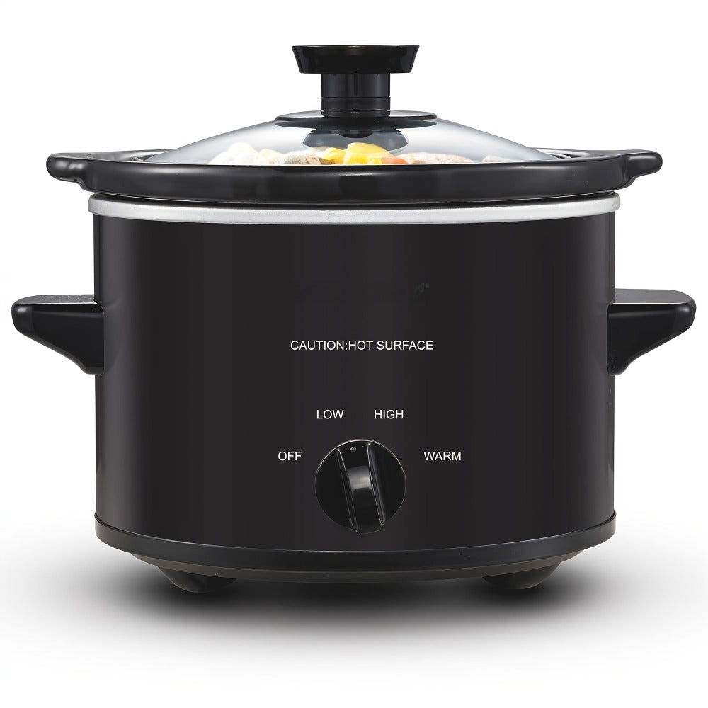 Mini Slow Cooker 1.5QT & 2.0QT with Adjustable Temperature Ceramic Crock & Dishwasher Safe Glass Lid – Small Slow Cooker for Sauces Dips Soups Stews, Stainless Steel & Black