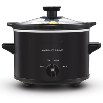 Mini Slow Cooker 1.5QT & 2.0QT with Adjustable Temperature Ceramic Crock & Dishwasher Safe Glass Lid – Small Slow Cooker for Sauces Dips Soups Stews, Stainless Steel & Black