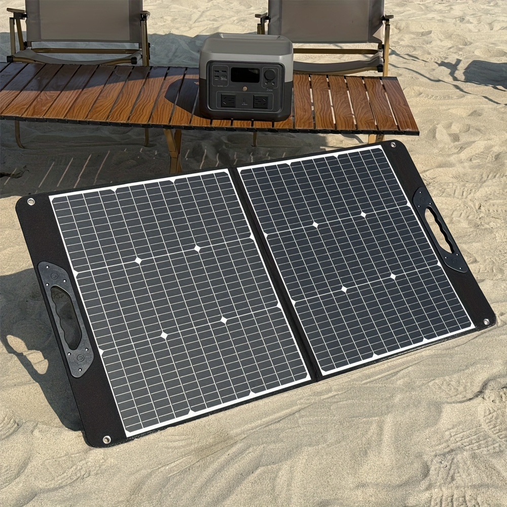 Foldable Solar Panel 200W 23.5% High Efficiency 20V Portable with 2 Brackets Solar Cable for Camping RV for Garden, Patio and Yard Use