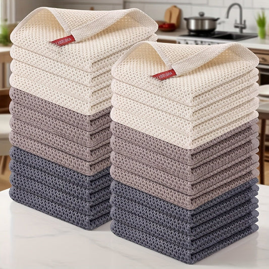 Kitchen Dish Cloths 23pcs 100% Cotton Waffle Weave Ultra Soft Absorbent Quick Dry Dish Towels 12x12 Inch for Cooking Cleaning Wiping Hands Kitchen Decor Gift