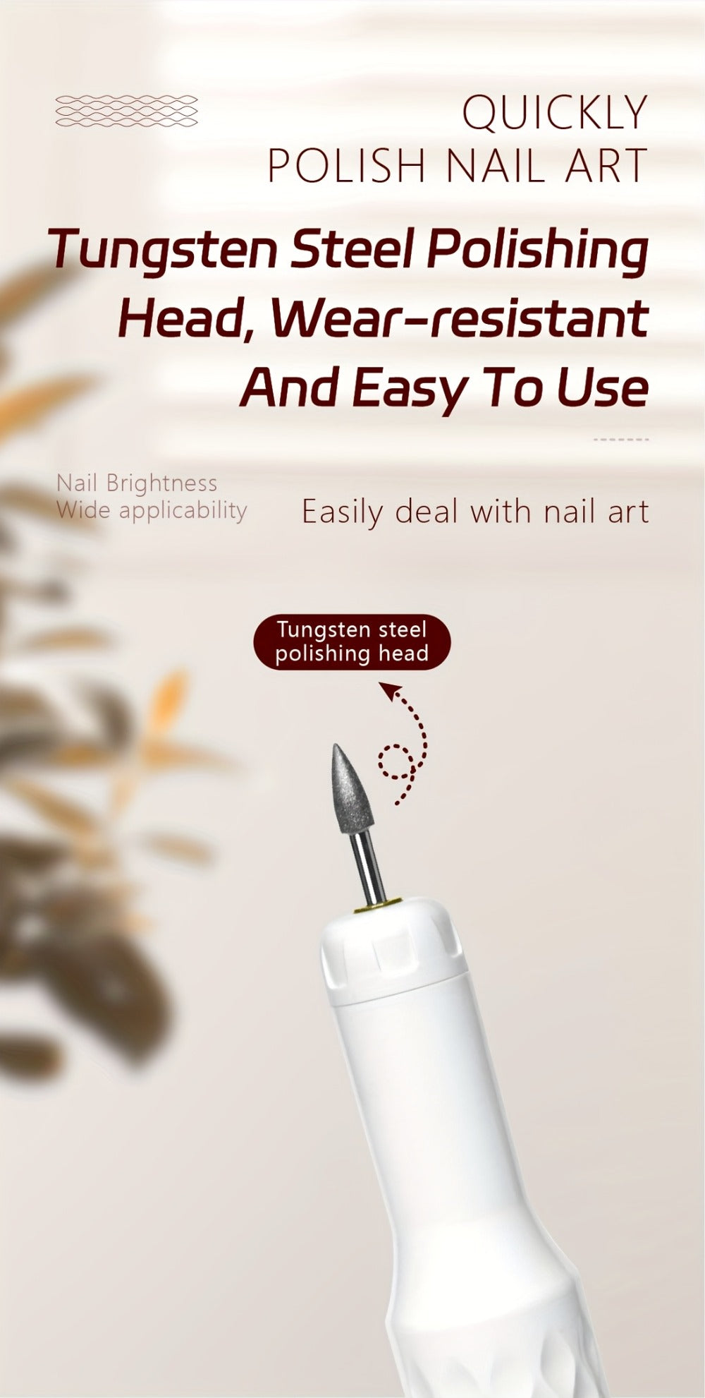 Electric Nail Drill 20000 RPM Portable E-File with Digital Display, Accessory Bits and White Finish