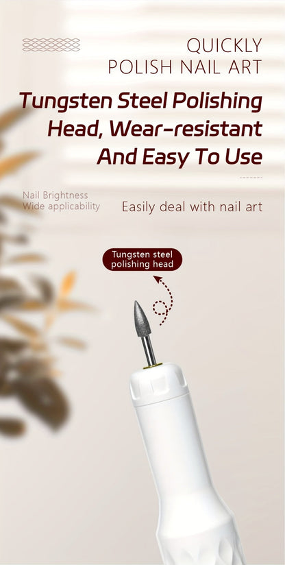 Electric Nail Drill 20000 RPM Portable E-File with Digital Display, Accessory Bits and White Finish