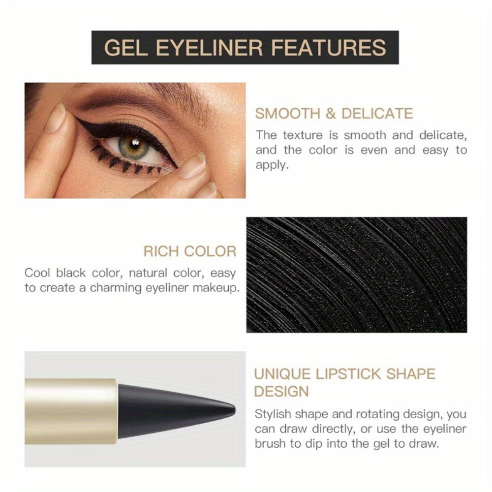Waterproof Black Eyeliner Pencil Set 3pcs – Long-Lasting Smudge-Proof Matte Eye Liner Precise Single Tip Gentle Formula for Sensitive Eyes All Day Wear Women Gift